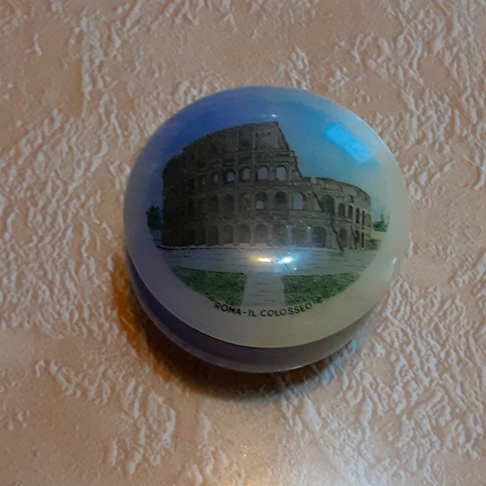 Vintage Roman Colosseum soapstone round hinged box
